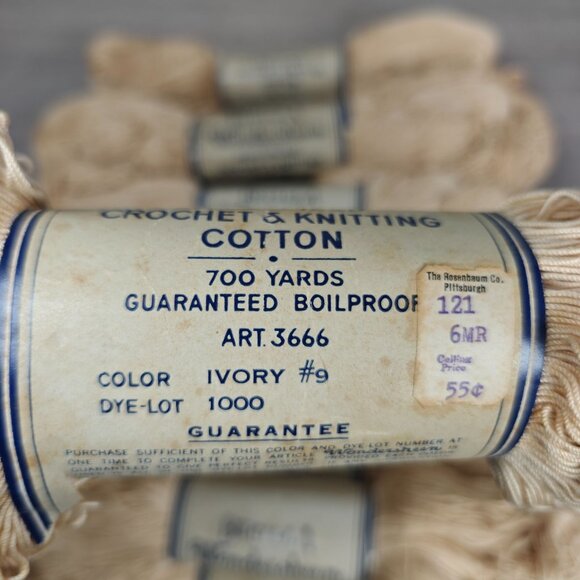 Bucilla Wondersheen Mercerized Crochet Knitting Cotton Lot 10 Skeins Ivory #9 - Picture 4 of 6
